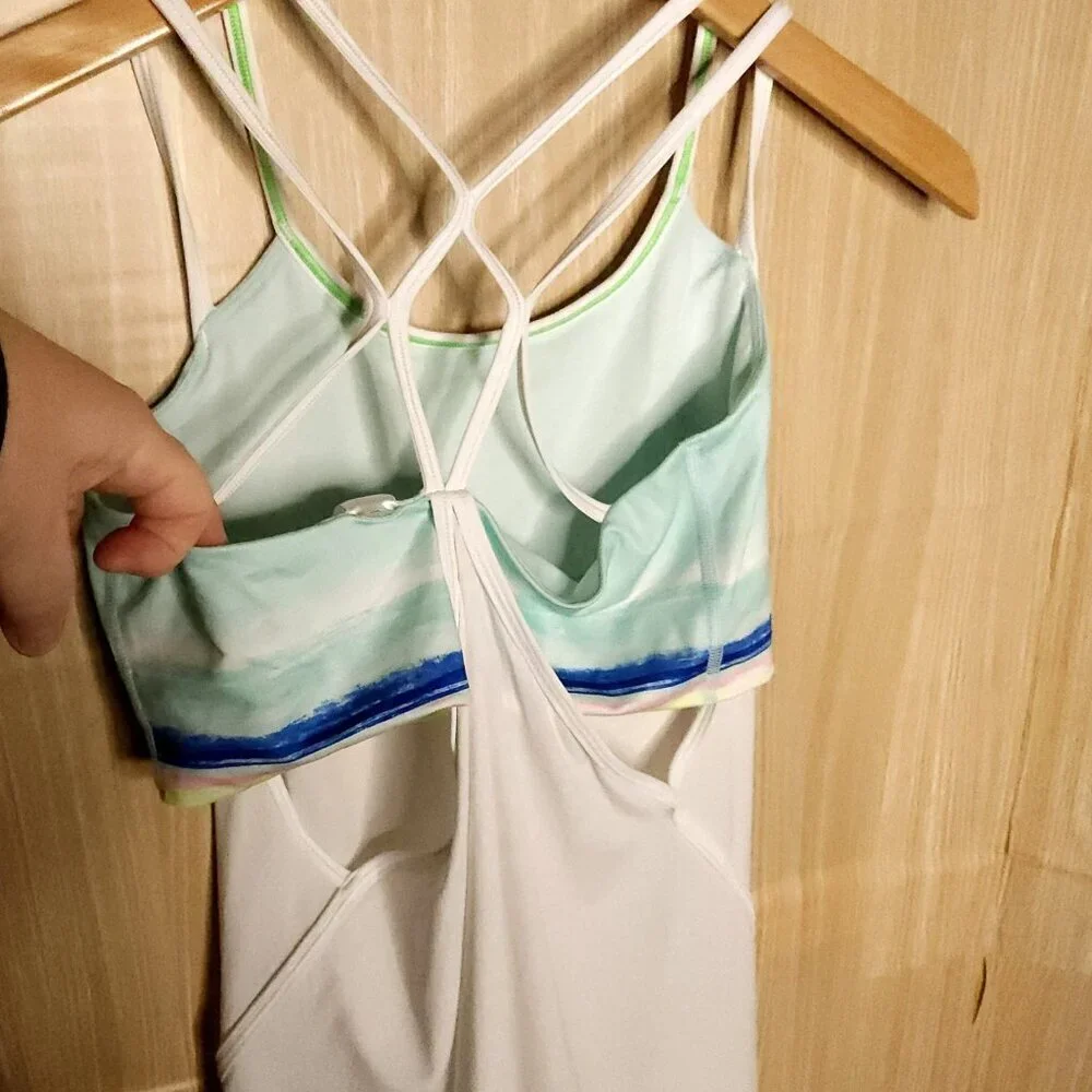 Ivivvo Girls White Tank Top Built-in Watercolor Sports Bra 14